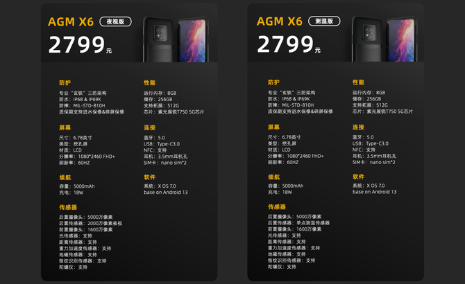 首发售价2799元！AGM X6 5G三防手机全新发布